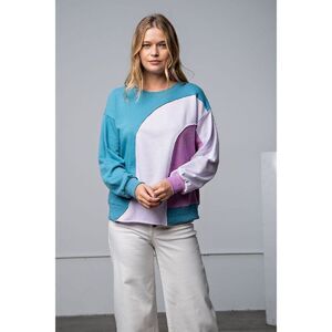 easel top long sleeve shirt Colorblock Pullover womens size small NEW soft top